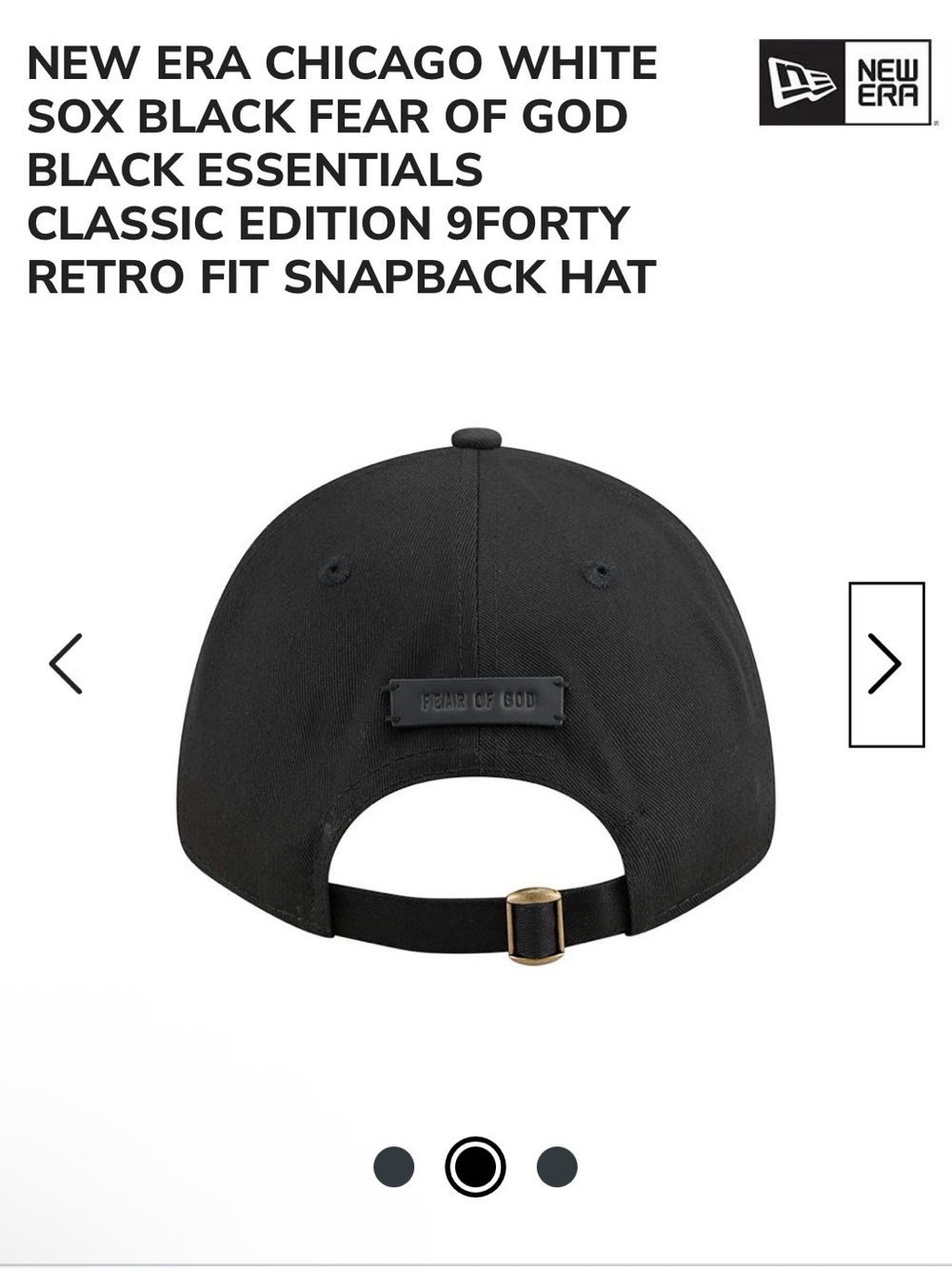 Fear of God Black Baseball Cap - Picture 3 of 9